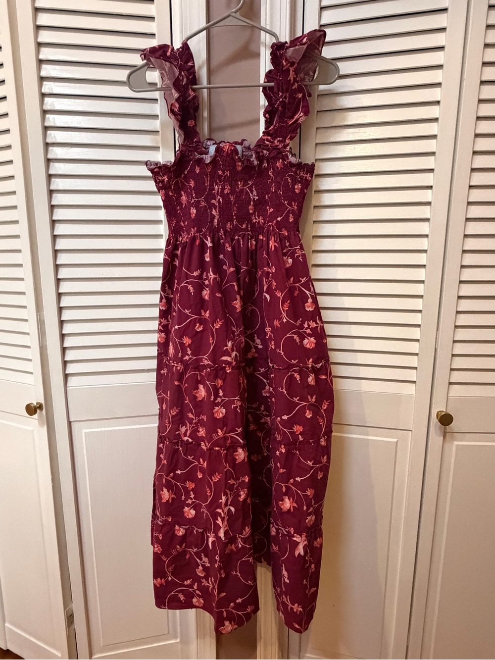 Hill House Floral Square-Neck Midi Dress in Magenta - Picture 3 of 7